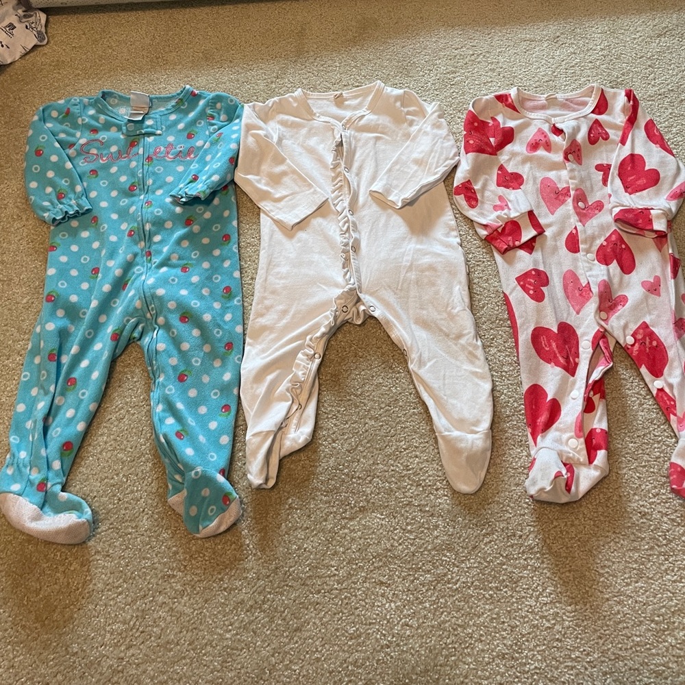 Three pairs of girls sleeper footies